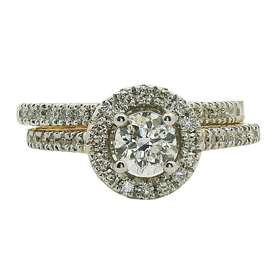 14K YG 1.00CTW DIAMOND 2PC WEDDING SET (CEN=0.50CT RD DIA)GSL#0671587