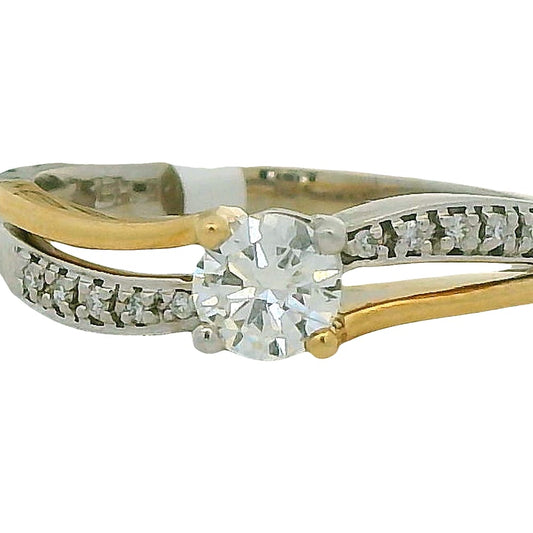14K WG/YG .30CT CND CENTER DIA,.045CTW SIDE DIAS RING
