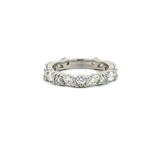 PLATINUM 8 X MARQUISE = 0.96CTW & 9 X RD = .81CTW VS-GH DIAMOND 3/4 ETERNITY BAND SIZE 6.25 WARRA...