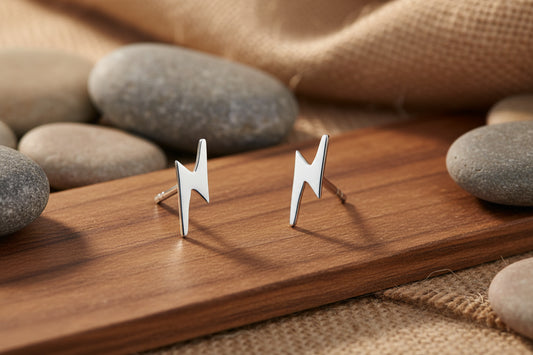 10K WG Lightning Bolt Stud Earrings