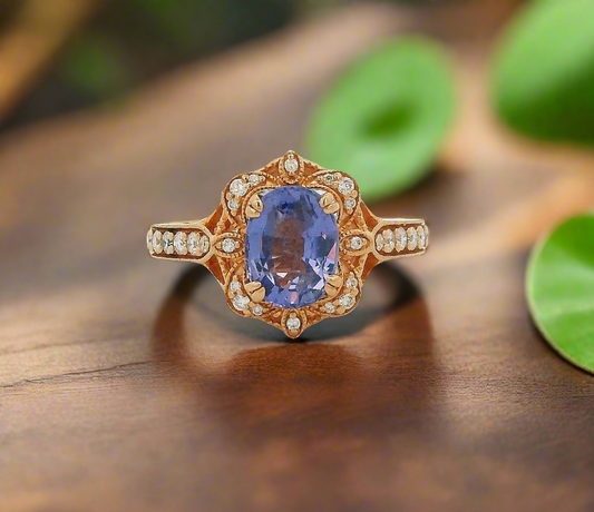 Purple Sapphire Ring with Diamonds