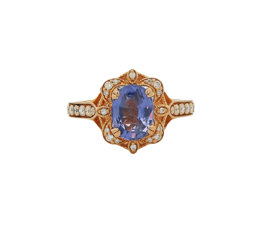 Purple Sapphire Ring with Diamonds