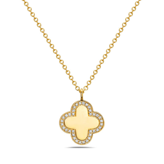 Diamond Clover Pendant With Chain