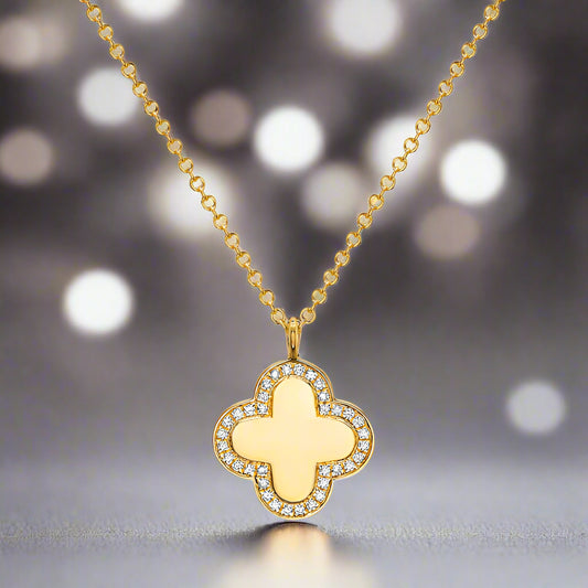 Diamond Clover Pendant With Chain