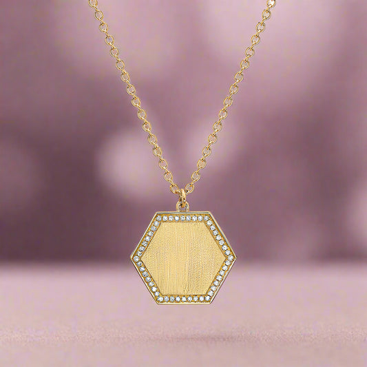 Diamond Octagon With Brush Finish Pendant