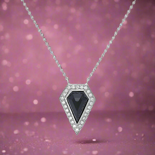 Black Onyx & Diamond Pendant With Chain