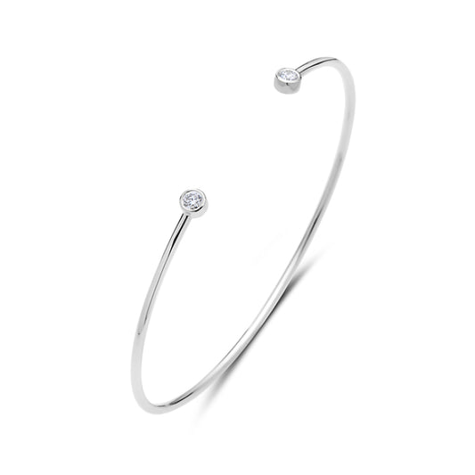 Bezeled Diamond Open Bangle