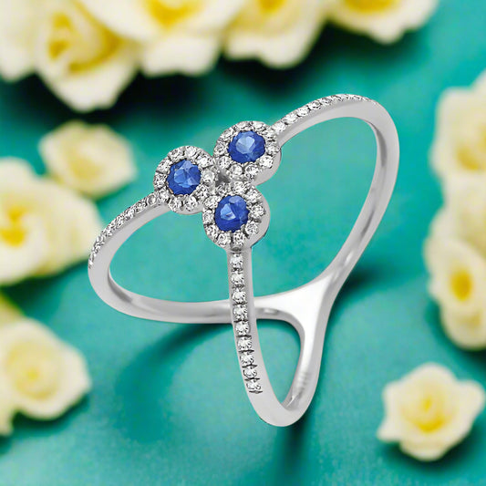 Blue Sapphire With Diamond Ring