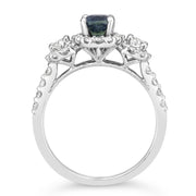 Blue-Green Sapphire Diamond Ring