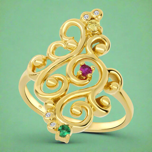 FamGlam Filigree Birthstone Ring