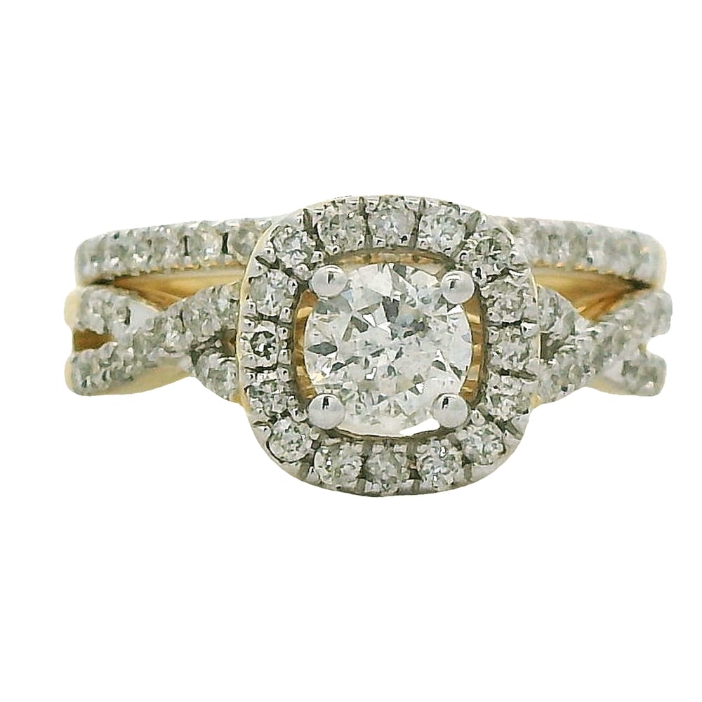 14K YG 1.00CTW DIAMOND 2PC WEDDING SET (CEN=0.48CT RD DIA)GSL# 0671727