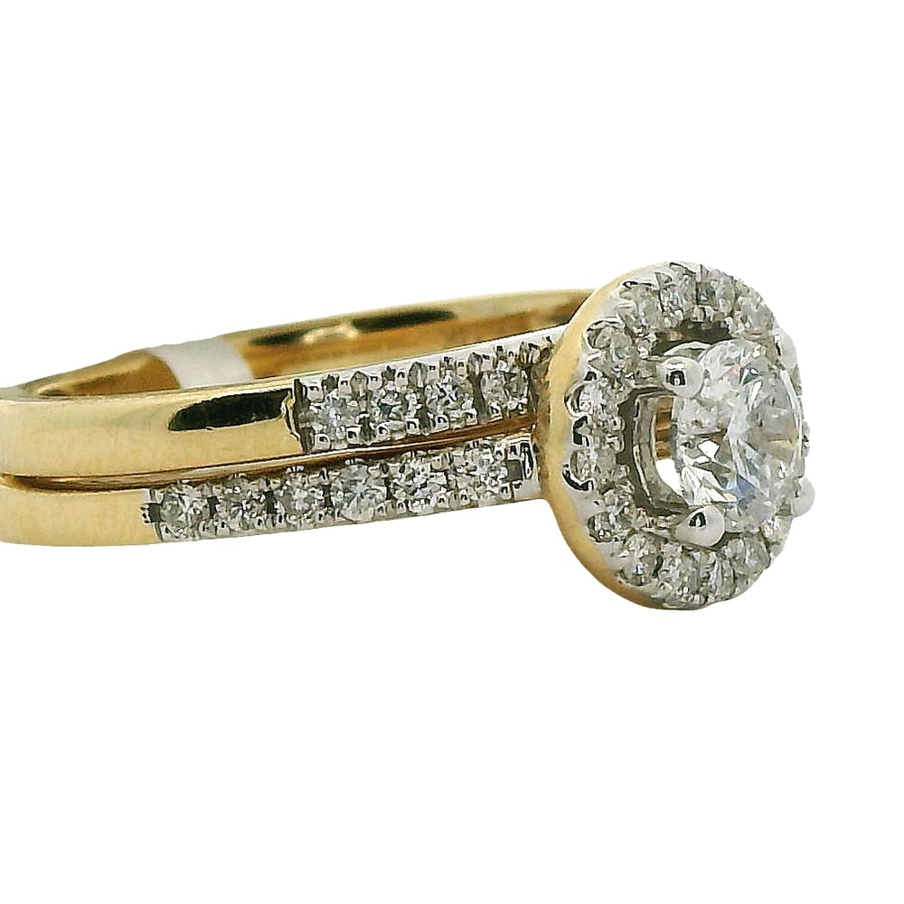 14K YG 1.00CTW DIAMOND 2PC WEDDING SET (CEN=0.50CT RD DIA)GSL#0671586