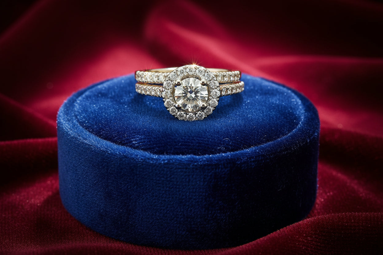 14K YG 1.00CTW DIAMOND 2PC WEDDING SET (CEN=0.50CT RD DIA)GSL#0671587