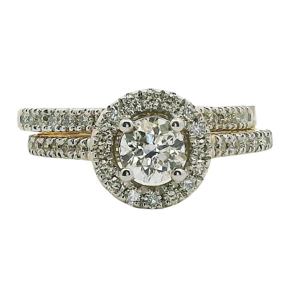 14K YG 1.00CTW DIAMOND 2PC WEDDING SET (CEN=0.50CT RD DIA)GSL#0671587