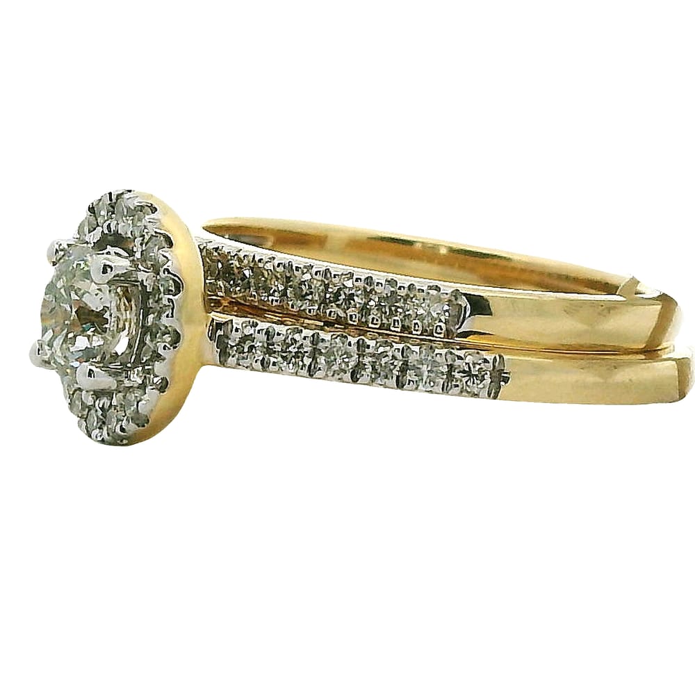 14K YG 1.00CTW DIAMOND 2PC WEDDING SET (CEN=0.50CT RD DIA)GSL#0671587