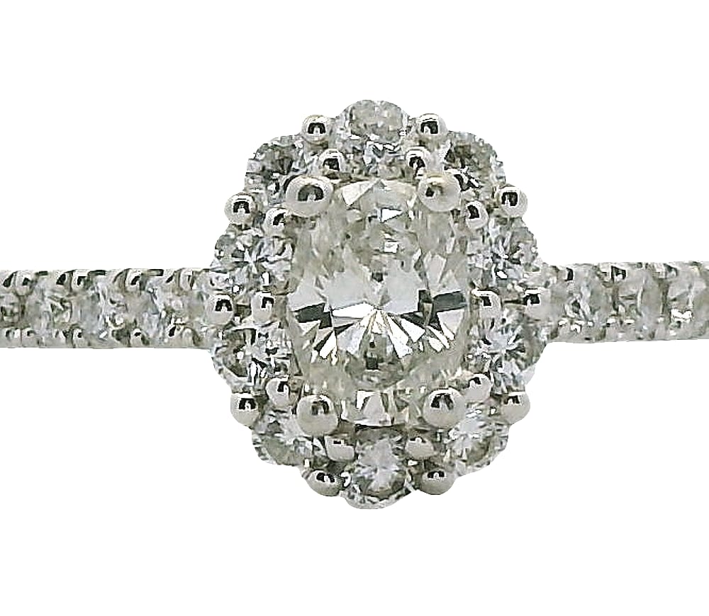 14K WG .33CT OVAL SI GH WITH .45TW SI GH SIDE DIAMONDS WARRANTY #308132