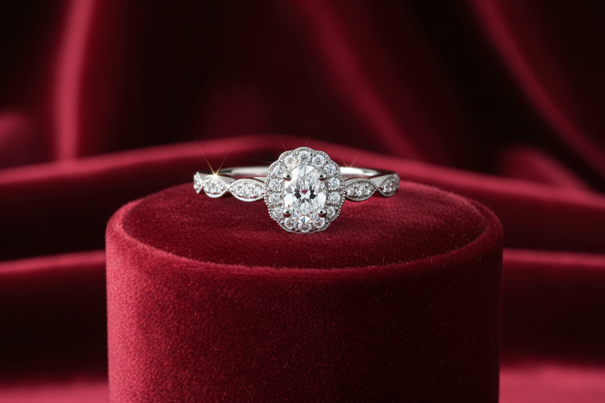 14K WG .50CT SI GH OVAL DIA WITH .28TW SIDE DIA'S SIZE 6.5WARRANTY #308132