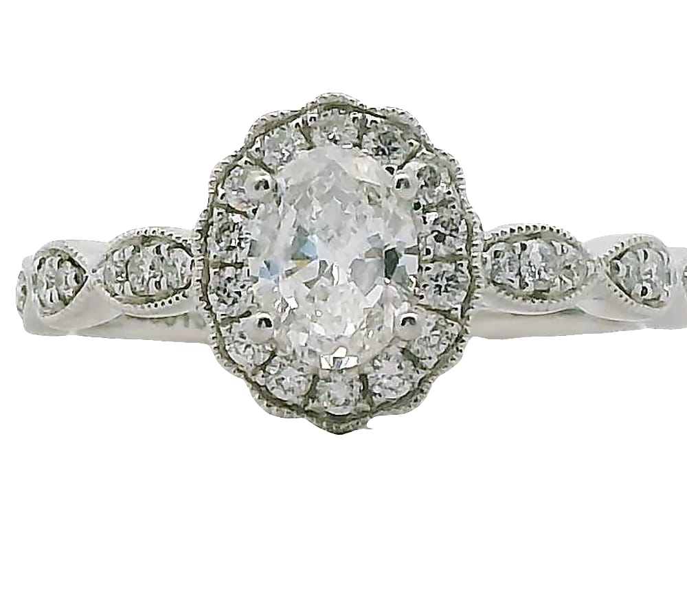 14K WG .50CT SI GH OVAL DIA WITH .28TW SIDE DIA'S SIZE 6.5WARRANTY #308132