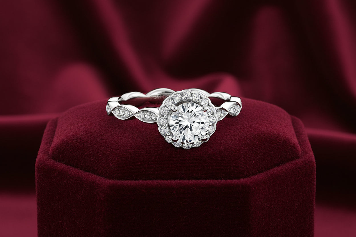 14K WG .50CT SI1 GH WITH .22TW SI GH SIDE STONES