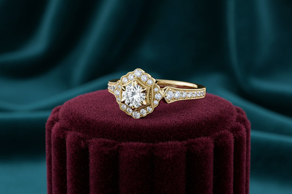 14K YG .33CT SI GH DIA WITH .43TW SI GH DIA'S (NOAM CARVER STUDIO) WARRANTY #466420