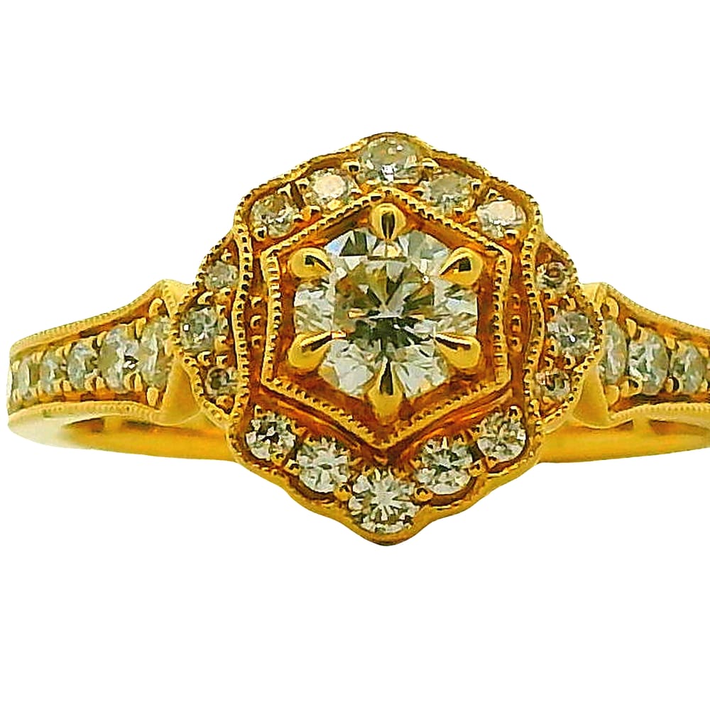 14K YG .33CT SI GH DIA WITH .43TW SI GH DIA'S (NOAM CARVER STUDIO) WARRANTY #466420