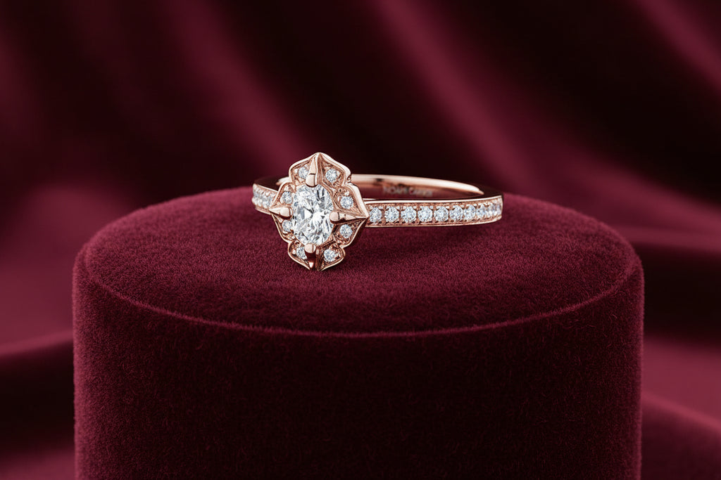 14K RG .50CT SI GH OVAL DIA WITH .27TW SI GH DIAMOND RING BY NOAM CARVER WARRANTY #308135