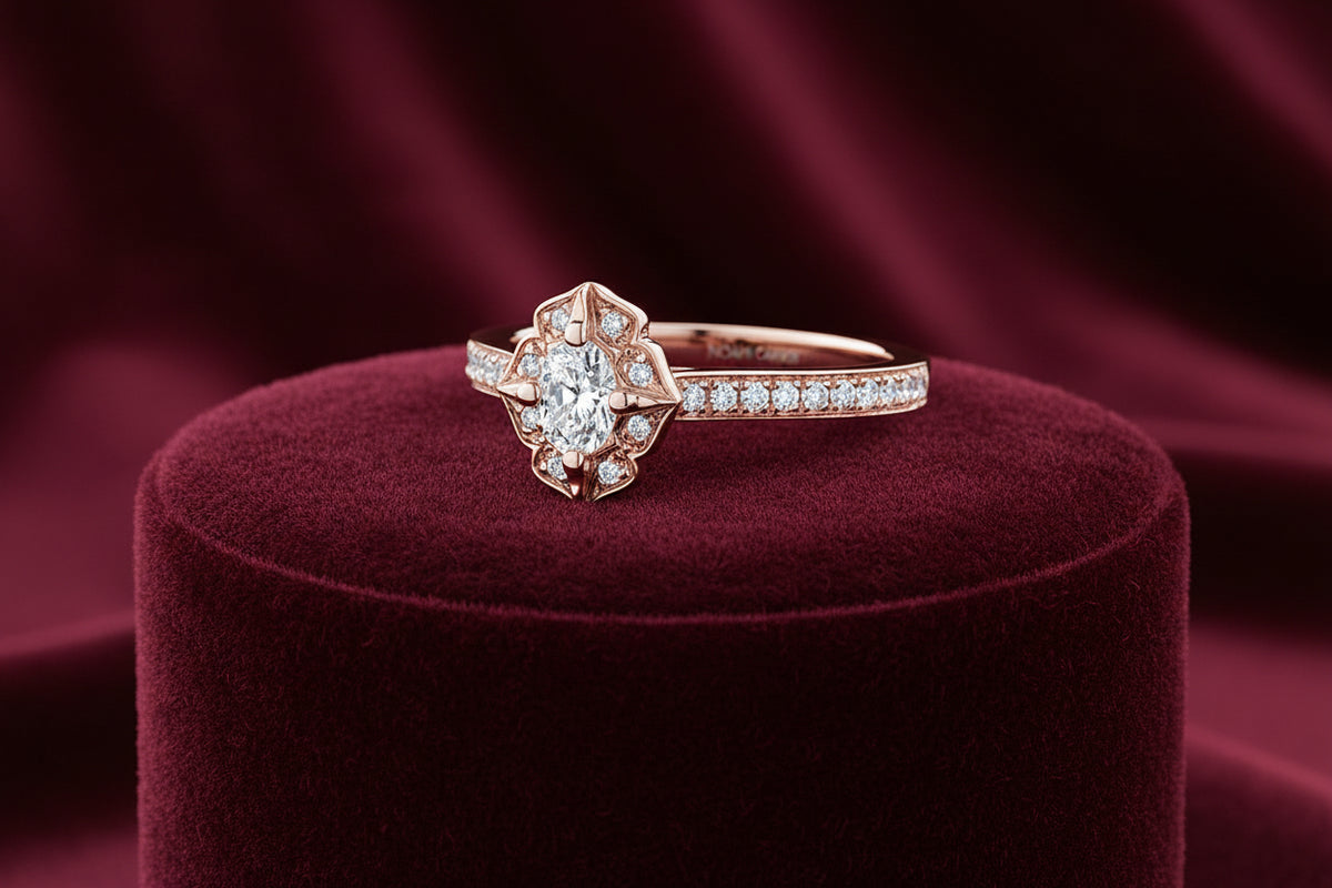 14K RG .50CT SI GH OVAL DIA WITH .27TW SI GH DIAMOND RING BY NOAM CARVER WARRANTY #308135