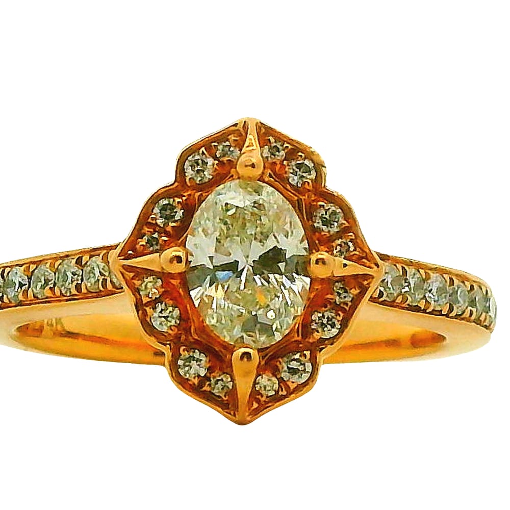 14K RG .50CT SI GH OVAL DIA WITH .27TW SI GH DIAMOND RING BY NOAM CARVER WARRANTY #308135