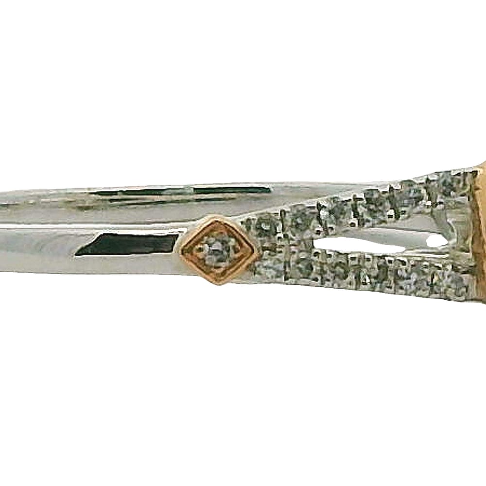 14K WG/RG .16CT CENTER WITH .18TW HALOS AND SIDE STONES