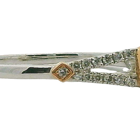 14K WG/RG .16CT CENTER WITH .18TW HALOS AND SIDE STONES