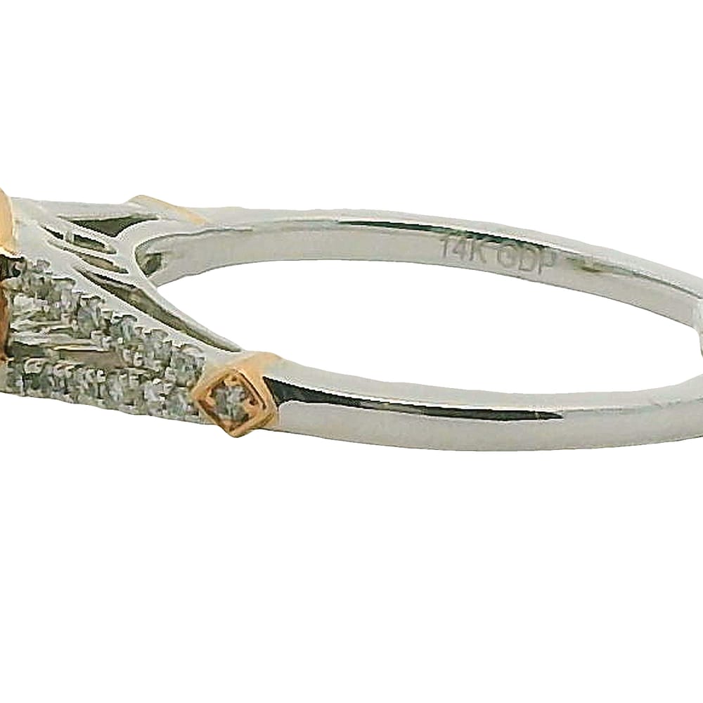 14K WG/RG .16CT CENTER WITH .18TW HALOS AND SIDE STONES