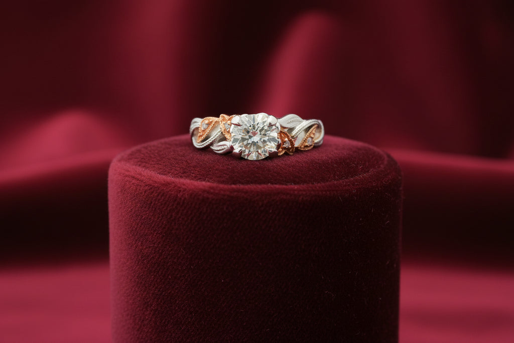 14K WG/RG 0.50CT SI-HI RD CTR DIAMOND WITH 0.11CTW SI-GH SIDE DIAMONDS RINGWARRANTY #403786