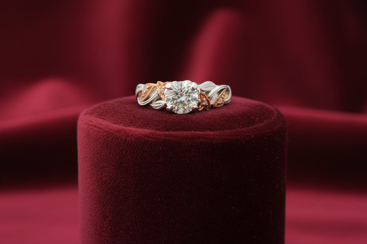 14K WG/RG 0.50CT SI-HI RD CTR DIAMOND WITH 0.11CTW SI-GH SIDE DIAMONDS RINGWARRANTY #403786