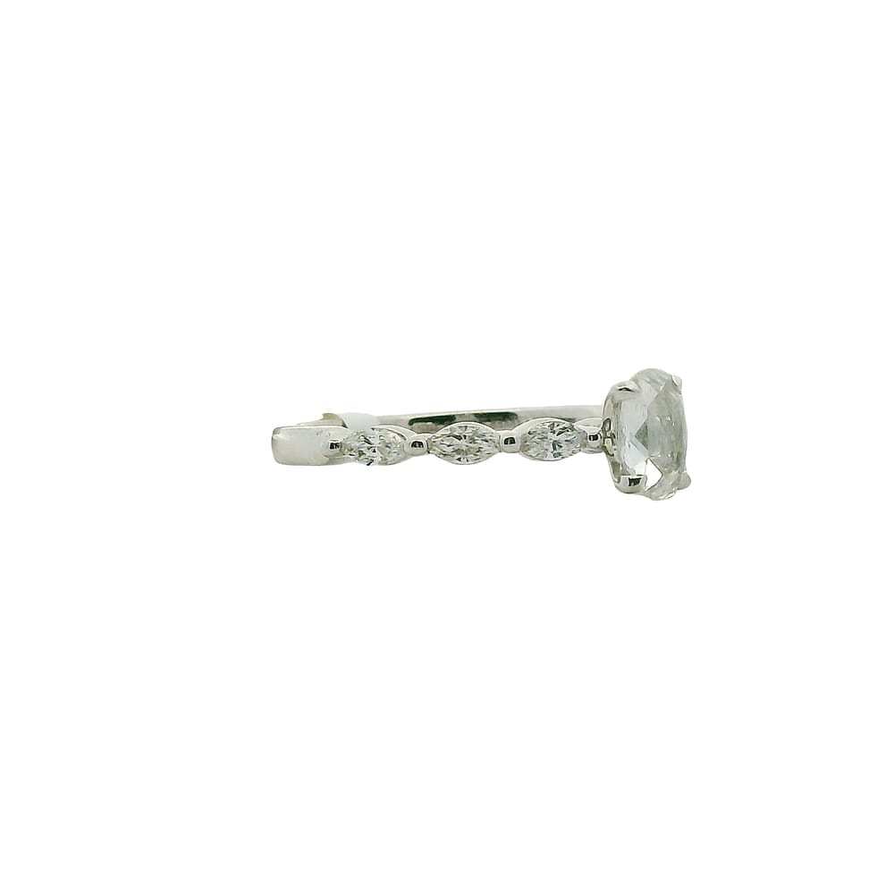 14K WG 6 MARQ=.42CT SIDE DIA SI-GH .50CT ROSE CUT OVAL DIA VS-GH RINGWARRANTY #253765