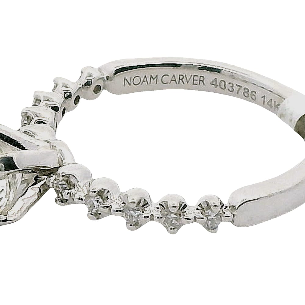 NOAM CARVER14K WG .70CT SI-HI RD DIAMOND CENTER WITH .14CTW SI-GH SIDE DIAMOND RING WARRANTY # 40...