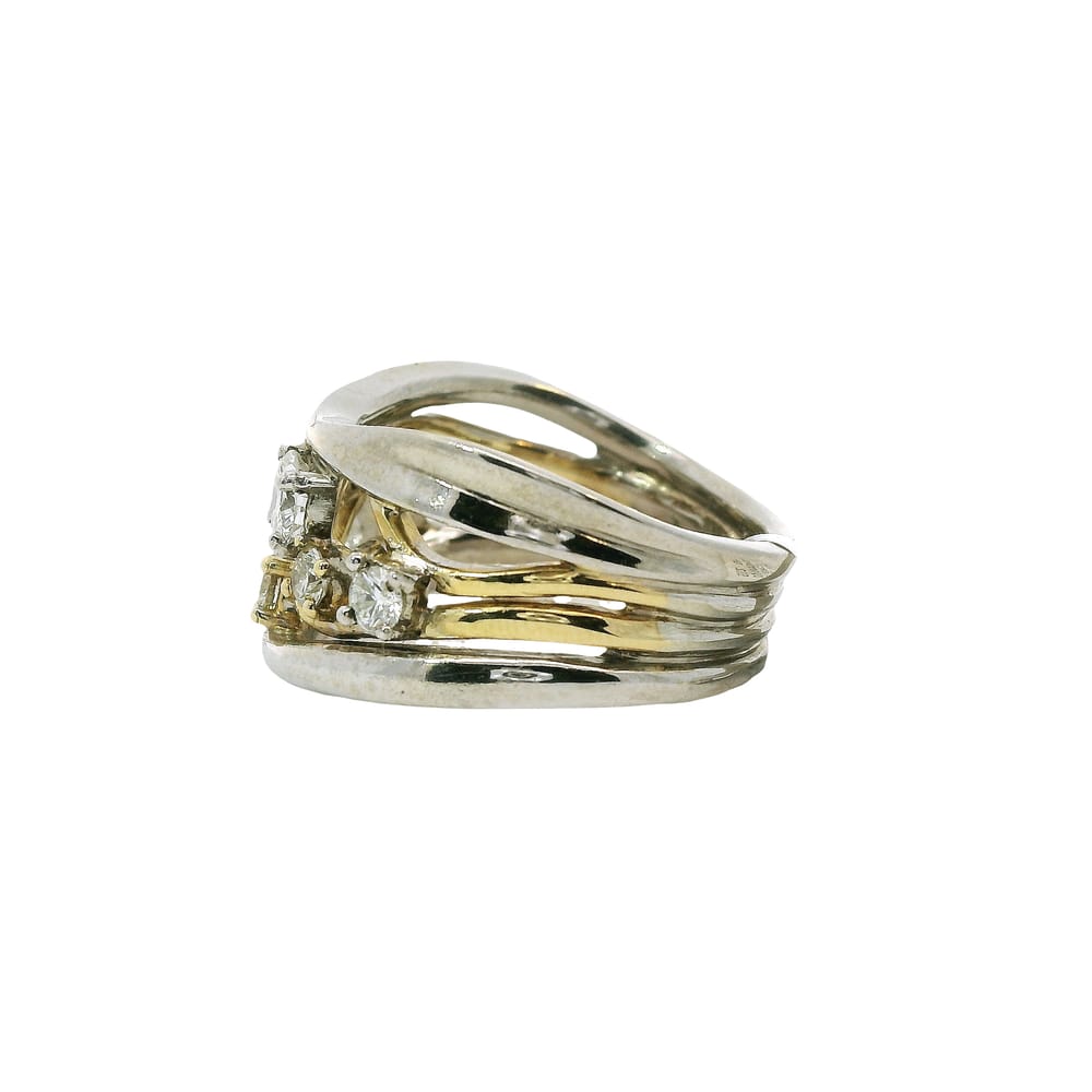 14K WHITE & YELLOW GOLD RING WITH 0.87CT TW DIAMONDS SI2 GH1 X 0.33CT1 X 0.26CT4 X 0.07CT