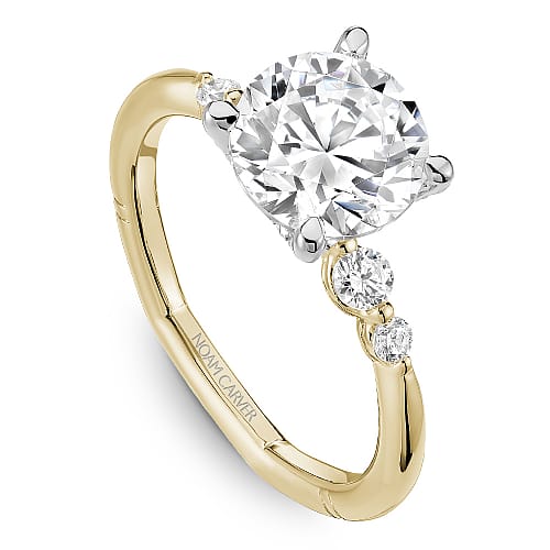14K Yellow & white gold 3.00ct Lab grown diamond engagement ring accented with 0.28ctw natural diamonds "Noam Carver"