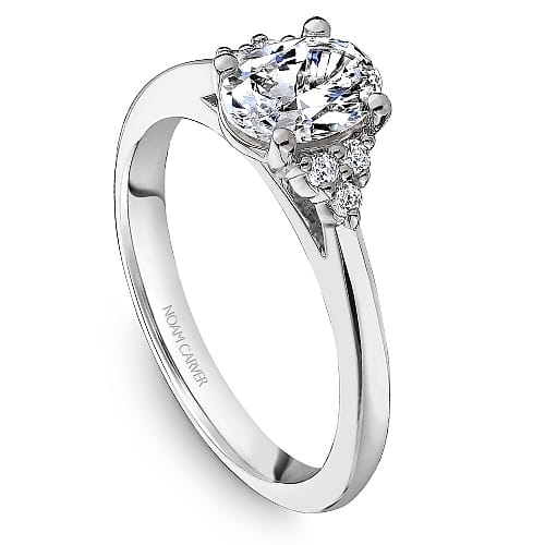 14K White gold 1.00ct Lab grown diamond engagement ring, accented with 0.08ctw natural diamonds "Noam Carver"