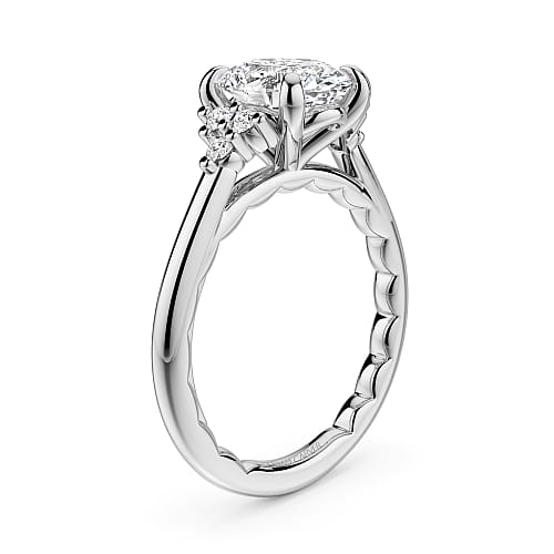 14K White gold 2.00ct oval lab grown diamond engagement ring accented with 0.17ctw natural diamonds "Noam Carver"