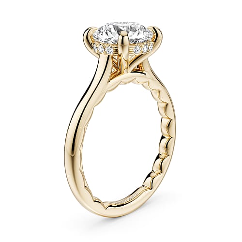 14K Yellow gold 2.50ct round lab grown diamond engagement ring accented with .10ctw natural diamonds "Noam Carver"