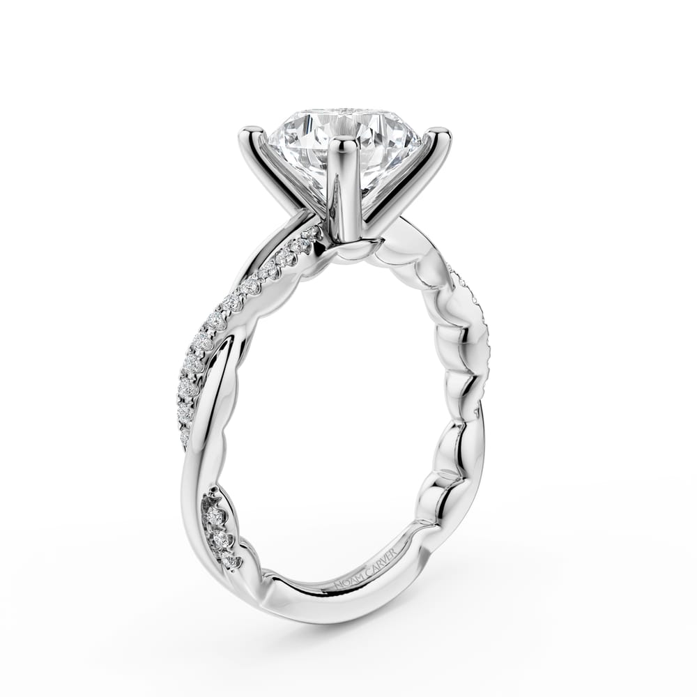 14K White gold 2.00ct round lab grown diamond engagement ring accented with 0.15ctw natural diamonds "Noam Carver"