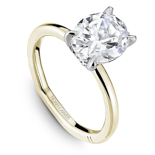 14K YG Shank & WG Head "Atelier" 0.082ctw Diamond Semi Mount with Hidden Halo (made for 2.51ct Ov...
