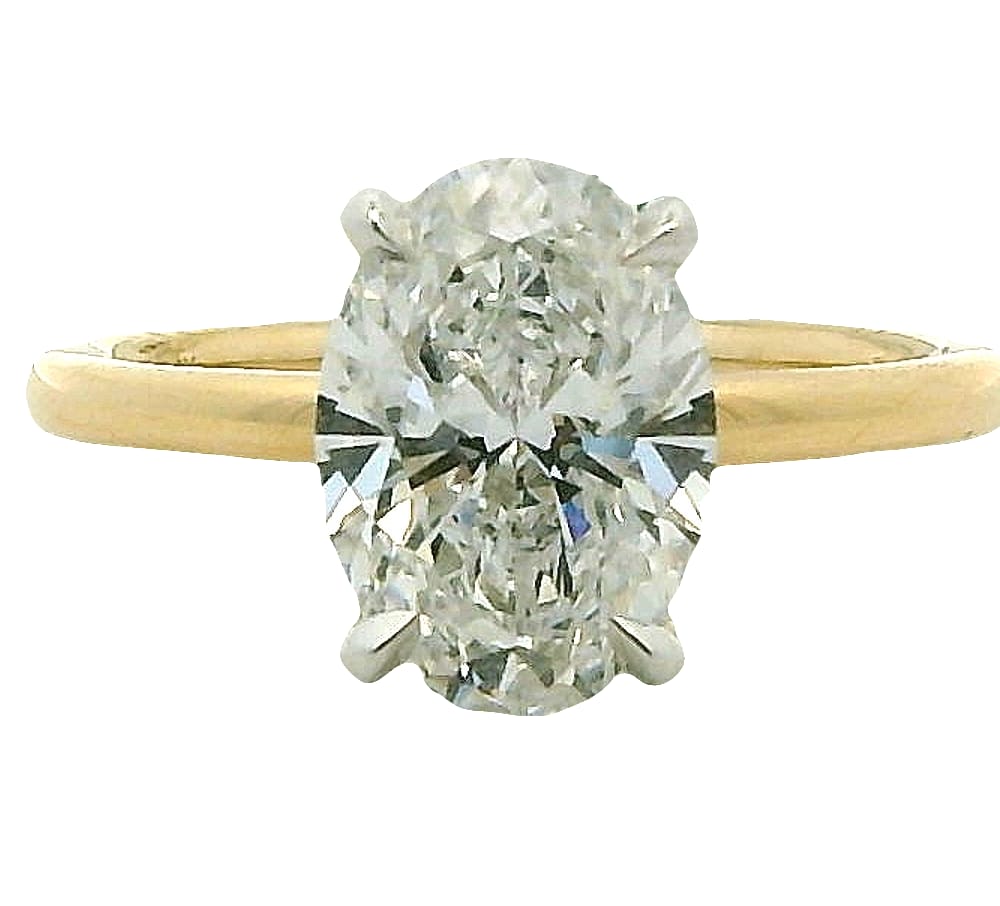 14K YG Shank & WG Head "Atelier" 0.082ctw Diamond Semi Mount with Hidden Halo (made for 2.51ct Ov...