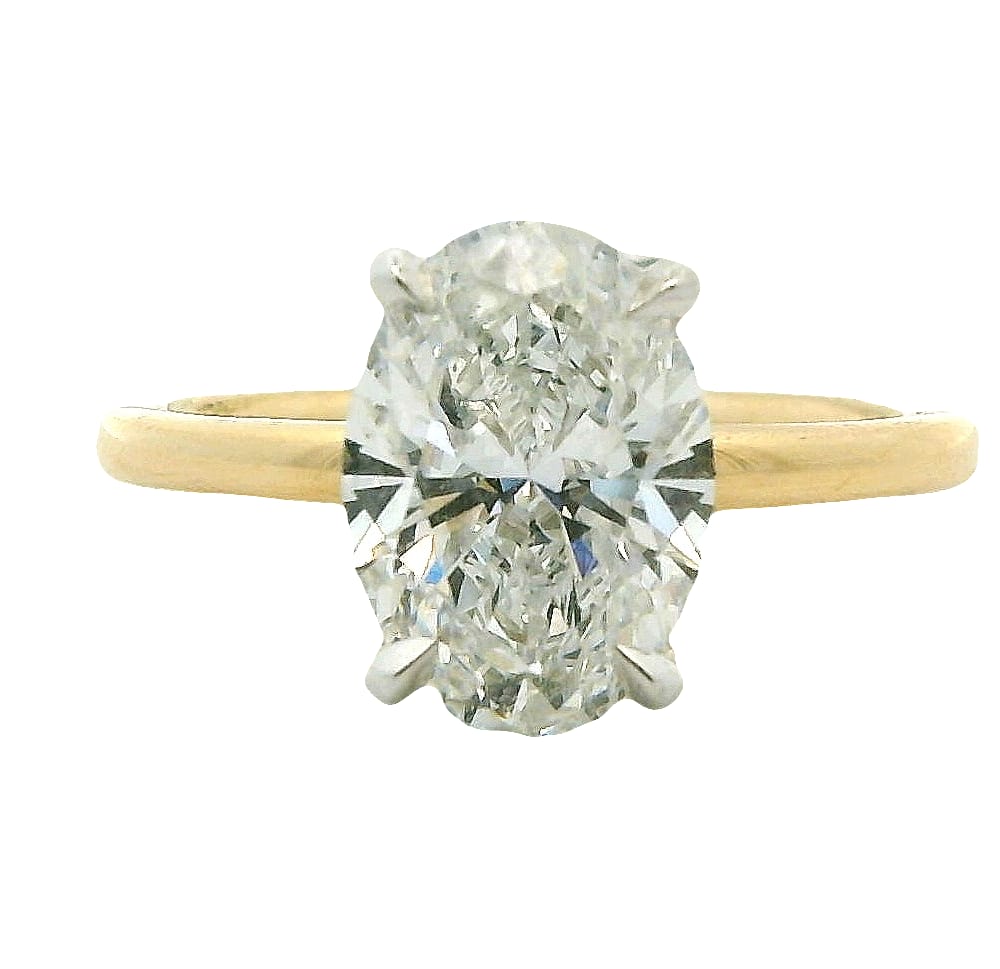 14K YG Shank & WG Head "Atelier" 0.082ctw Diamond Semi Mount with Hidden Halo (made for 2.51ct Ov...