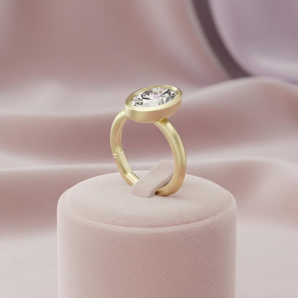 14K YG NOAM CARVER "ATELIER" BEZELED SOLITAIRE SEMI MOUNT, MATTE FINISH AND EURO SHANK (MADE FOR ...