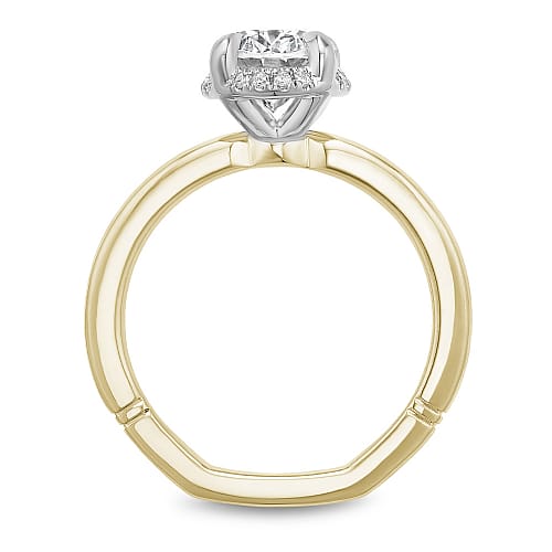 14K Yellow & white gold 2.02ct oval lab diamond accented with hidden halo engagement ring