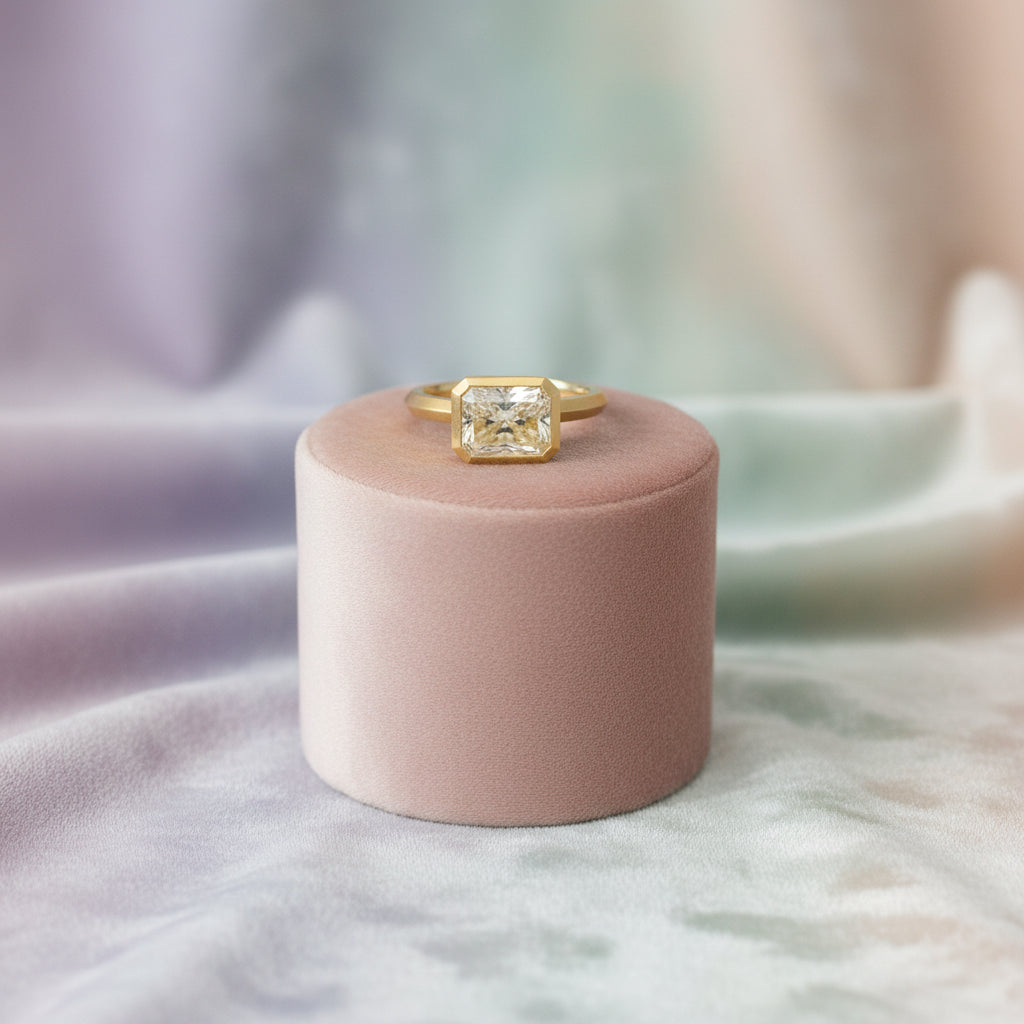 14K Yellow Gold Matte Finish Solitaire with 2.50CT Lab Diamond