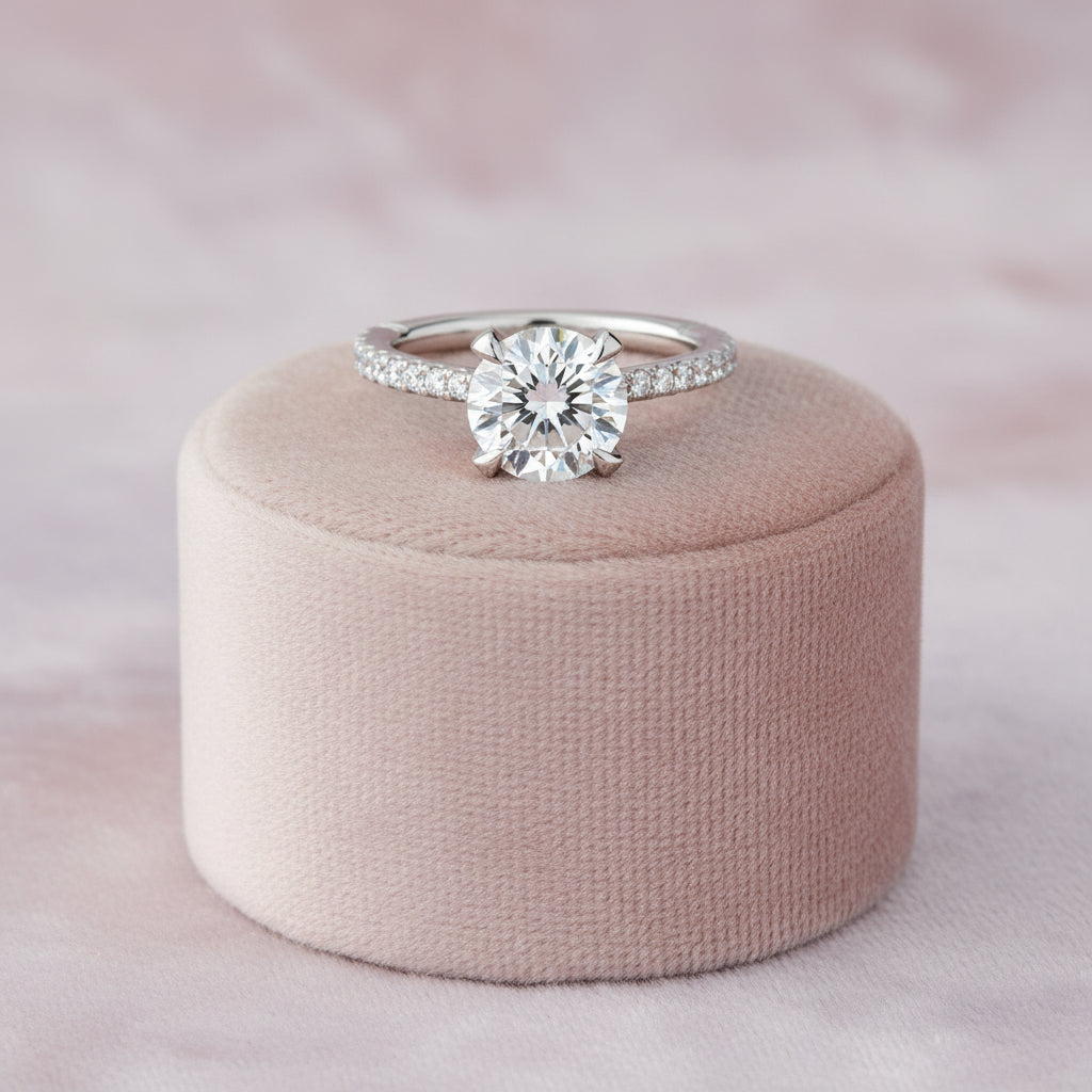 14K WG "Atelier" 0.35ctw Diamond Semi Mount (made for 2.02ct RB Lab Diamond) Sz 6.5 Warranty #613847