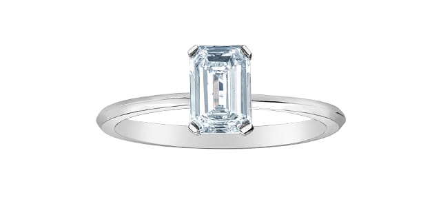 14K White Gold Solitaire with a Emerald Cut Lab Diamond