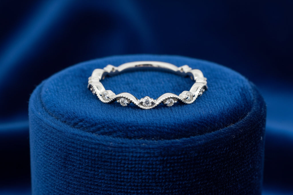 14K WG .18CTW SI-GH DIAMOND STACKABLE RING WARRANTY # 415158